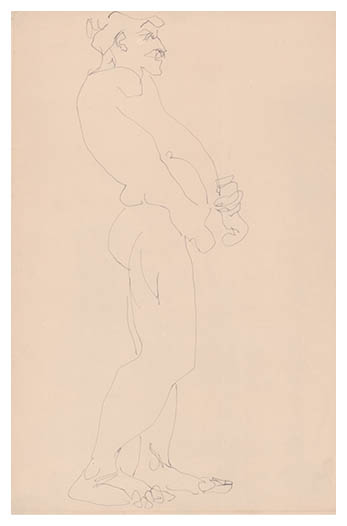Standing Male Nude (Horace Brodzky), Drawing by Henri Gaudier-Brzeska